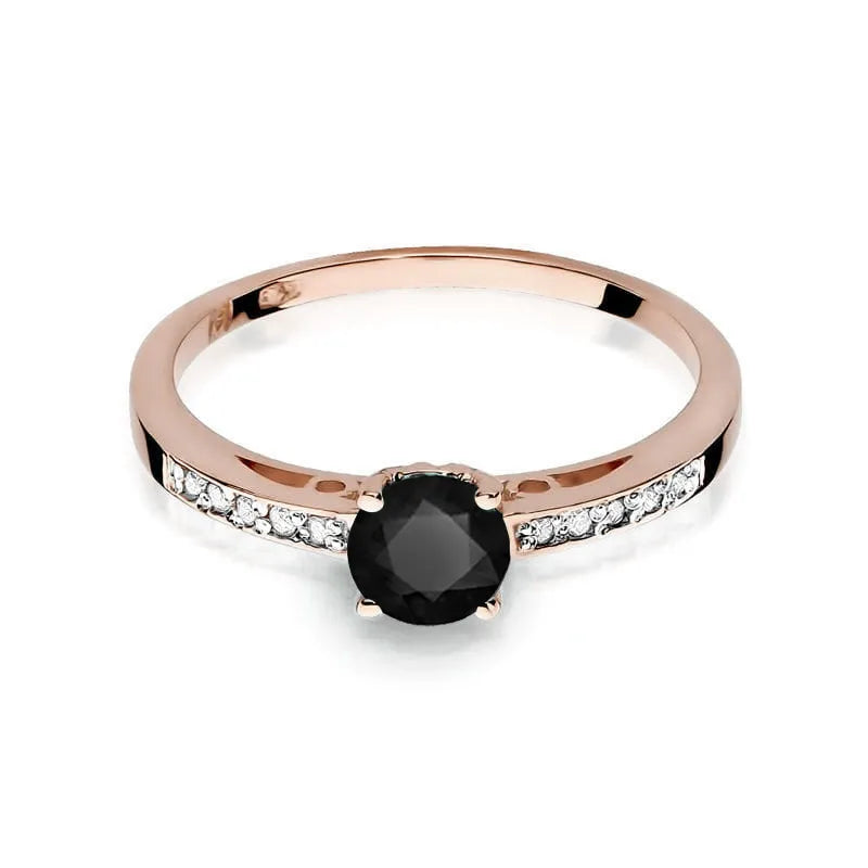 Gold Ring with 0.50ct Black diamond and 0.05ct Diamonds