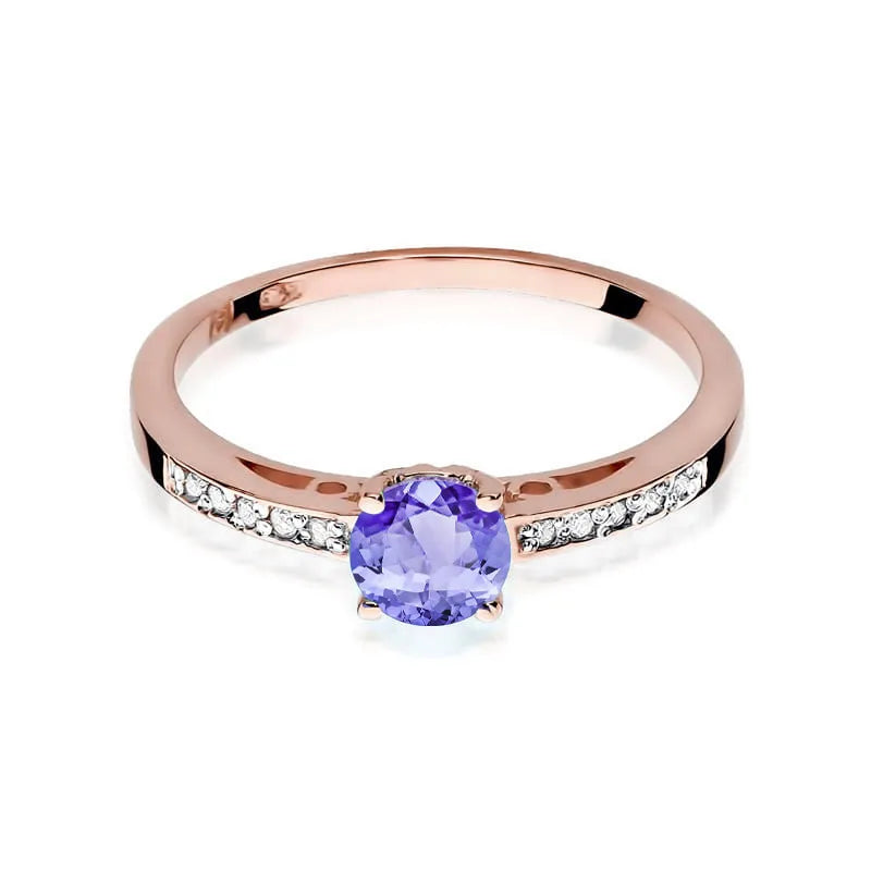 Zlatý prsteň s 0,50 ct tanzanitom a 0,05 ct diamantmi