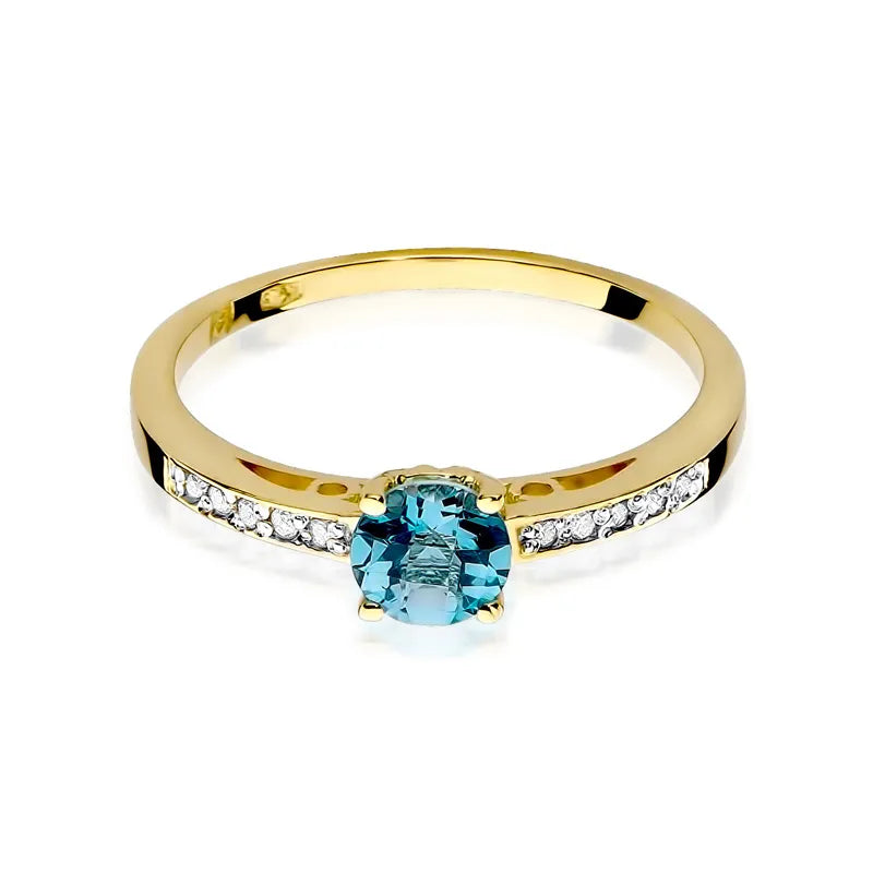 Gold Ring with 0.50ct Topaz and 0.05ct Diamonds