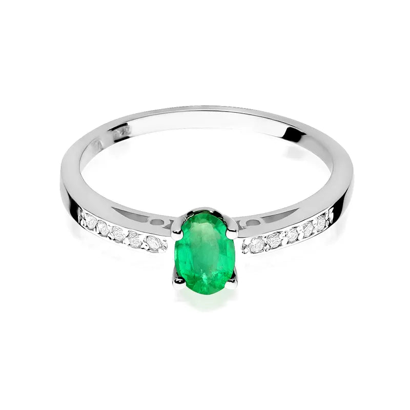 Gold Ring with 0.40ct Emerald and 0.05ct Diamonds