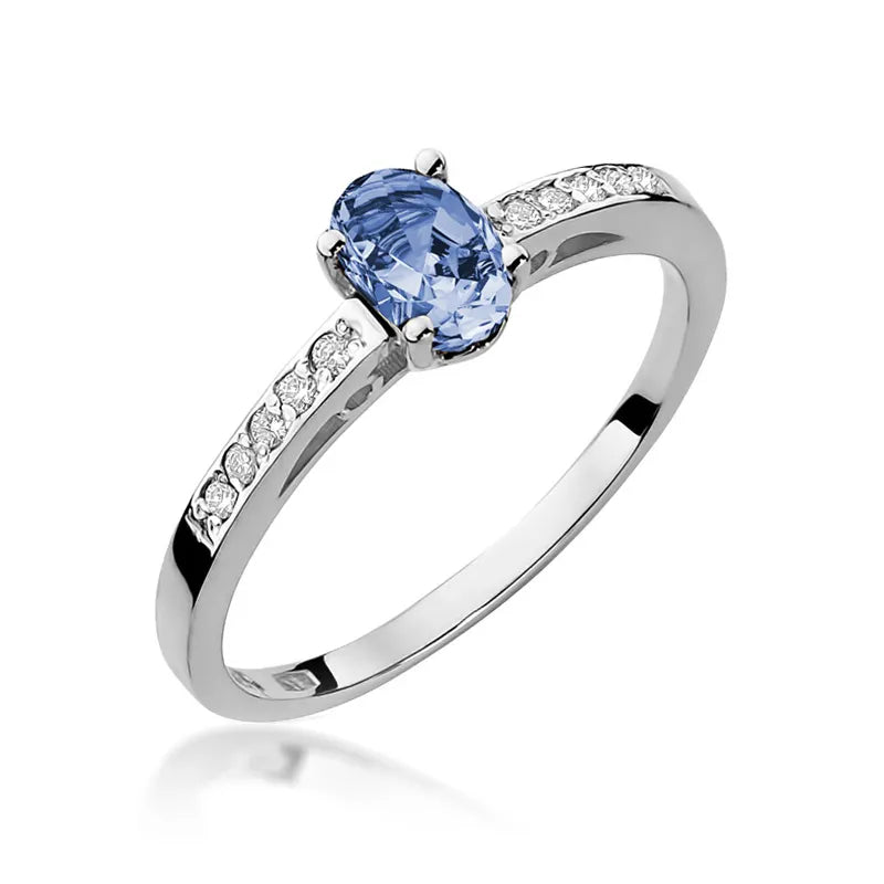 Zlatý prsteň s 0,40 ct tanzanitom a 0,05 ct diamantmi