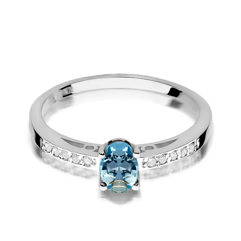 Gold Ring with 0.50ct Topaz and 0.05ct Diamonds