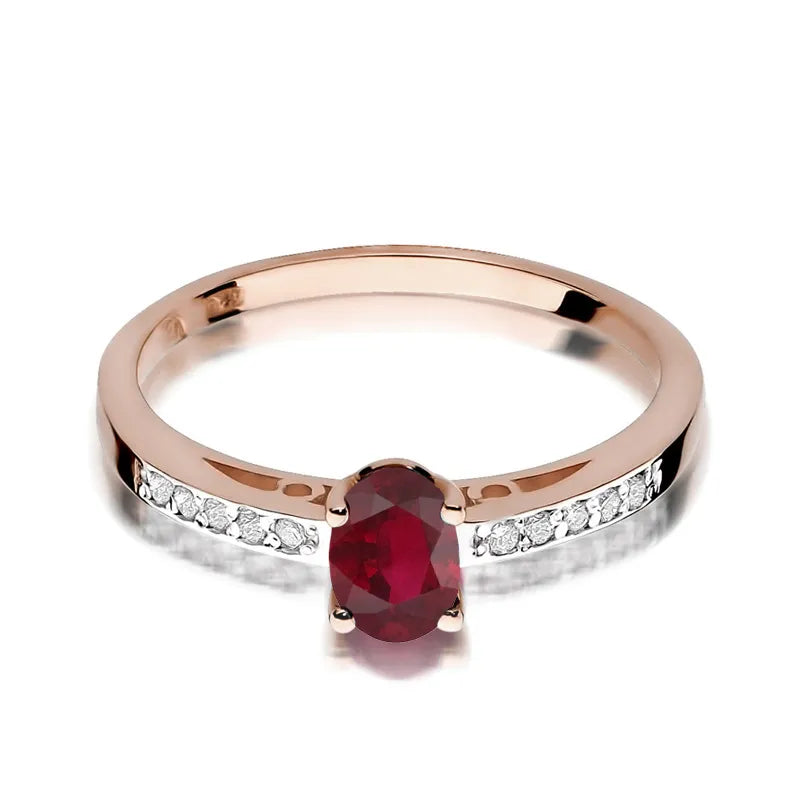 Gold Ring with 0.50ct Rhodolite and 0.05ct Diamonds