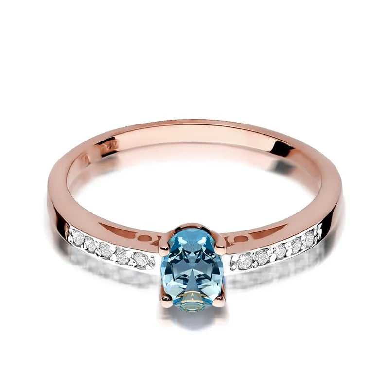 Gold Ring with 0.50ct Topaz and 0.05ct Diamonds