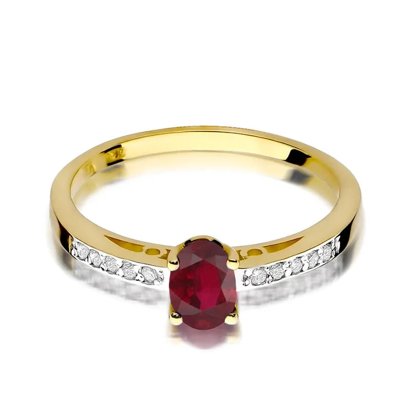 Gold Ring with 0.50ct Rhodolite and 0.05ct Diamonds