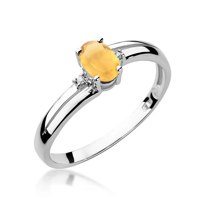 Gold Ring with 0.60ct Citrin and 0.029ct Diamonds