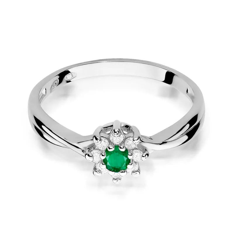 Gold Ring with 0.15ct Emerald and Diamonds