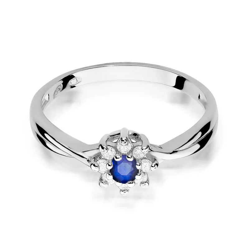 Gold Ring with 0.15ct Sapphire and Diamonds