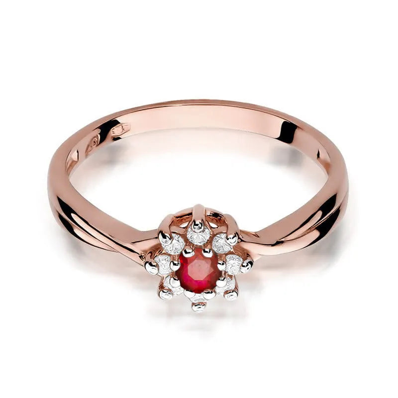 Gold Ring with 0.15ct Ruby and Diamonds