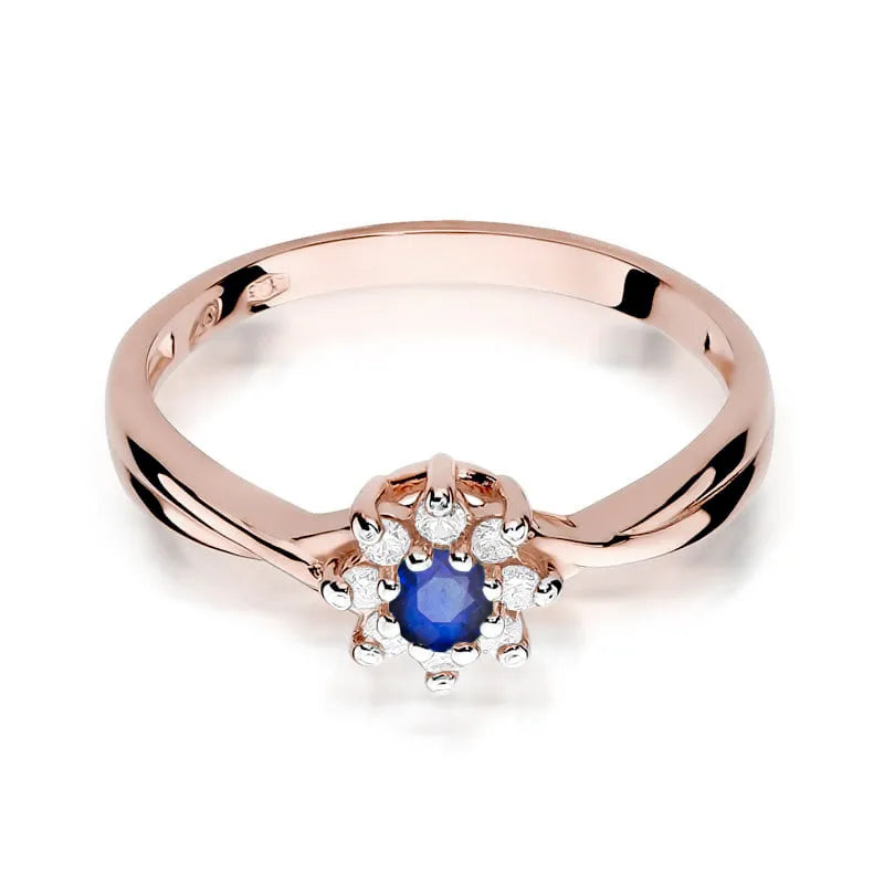 Gold Ring with 0.15ct Sapphire and Diamonds