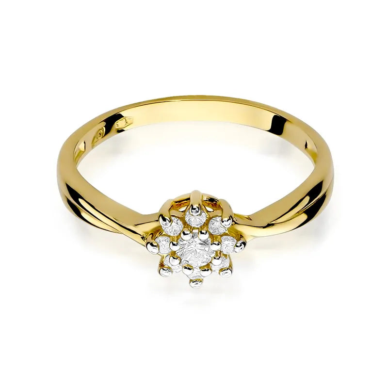 Gold Ring with 0.10ct Diamond and Diamonds