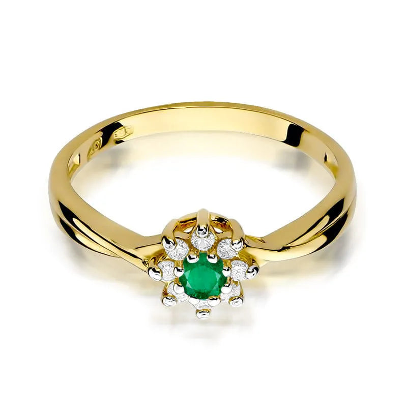 Gold Ring with 0.15ct Emerald and Diamonds