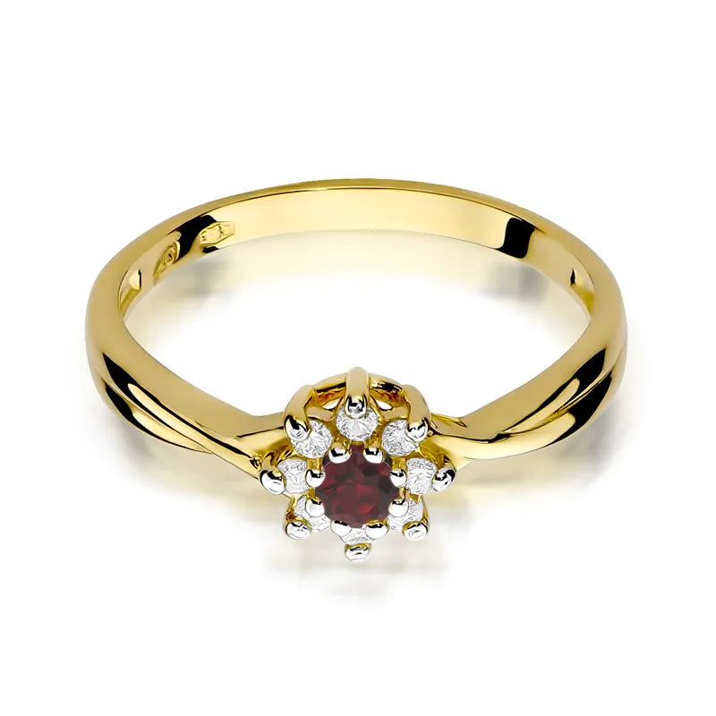 Gold Ring with 0.15ct Ruby and Diamonds
