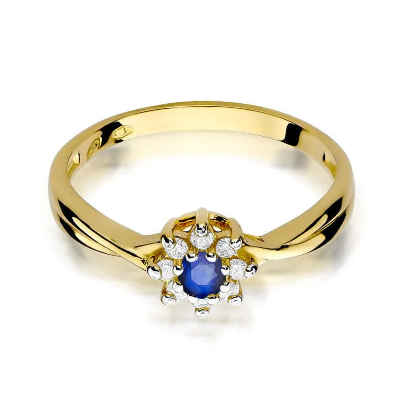 Gold Ring with 0.15ct Sapphire and Diamonds