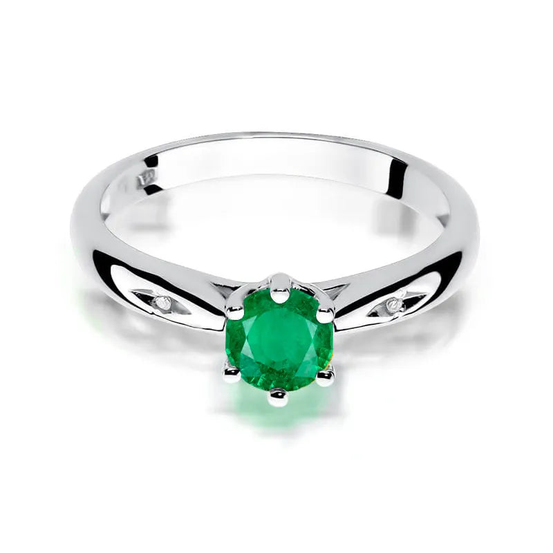 Gold Ring with 0.50ct Emerald and Diamonds