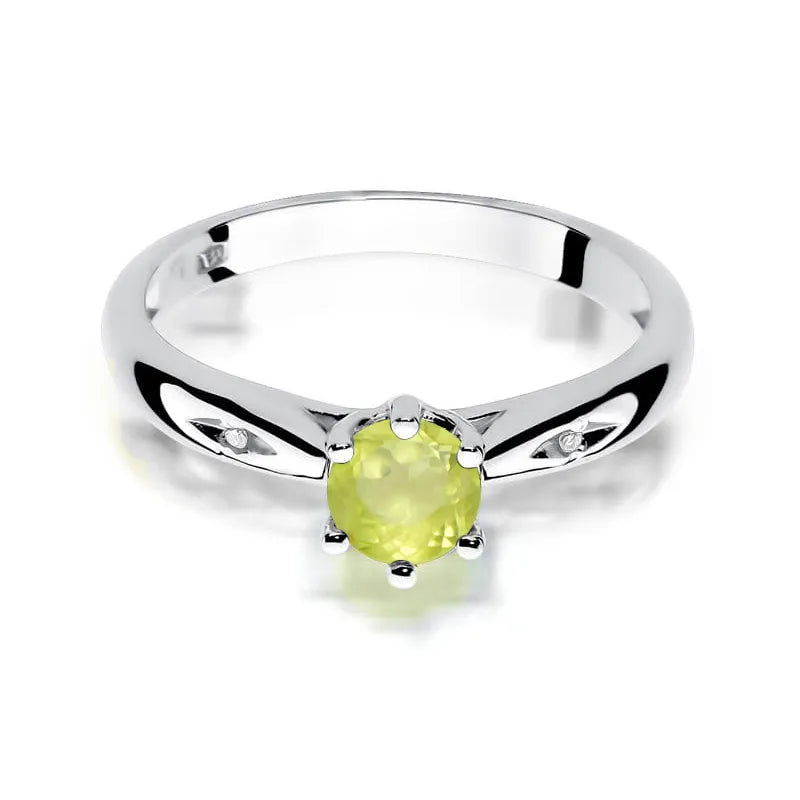 Gold Ring with 0.60ct Olivine and Diamonds