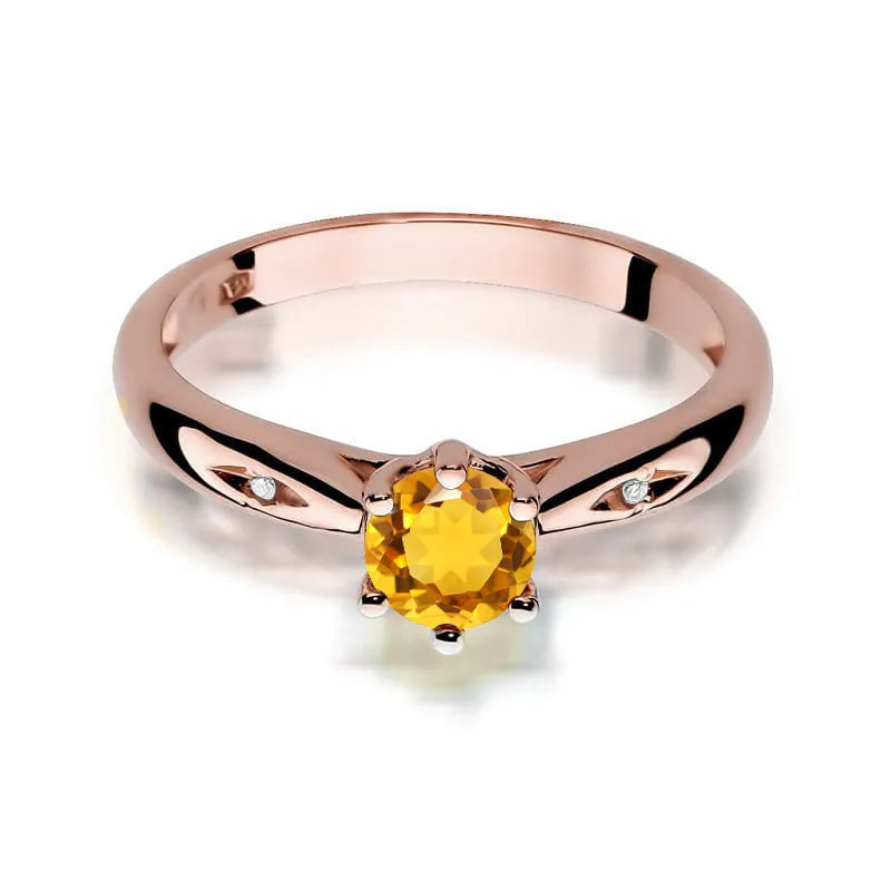 Gold Ring with 0.50ct Citrin and Diamonds