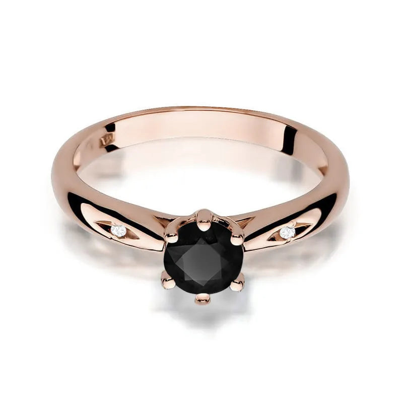 Gold Ring with 0.50ct Black diamond and 0.01ct Diamonds