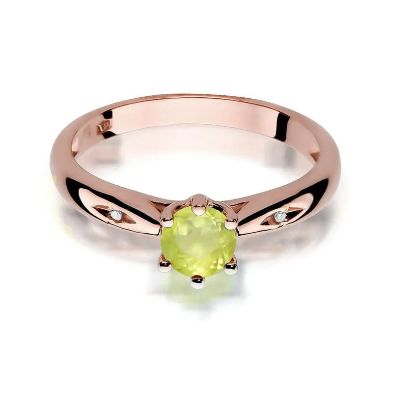 Gold Ring with 0.60ct Olivine and Diamonds