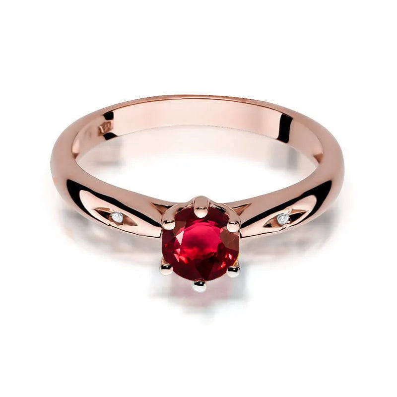 Gold Ring with 0.60ct Ruby and Diamonds