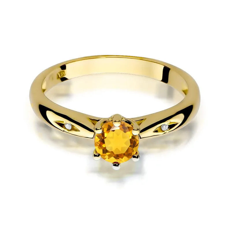 Gold Ring with 0.50ct Citrin and Diamonds