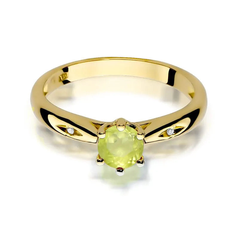 Gold Ring with 0.60ct Olivine and Diamonds