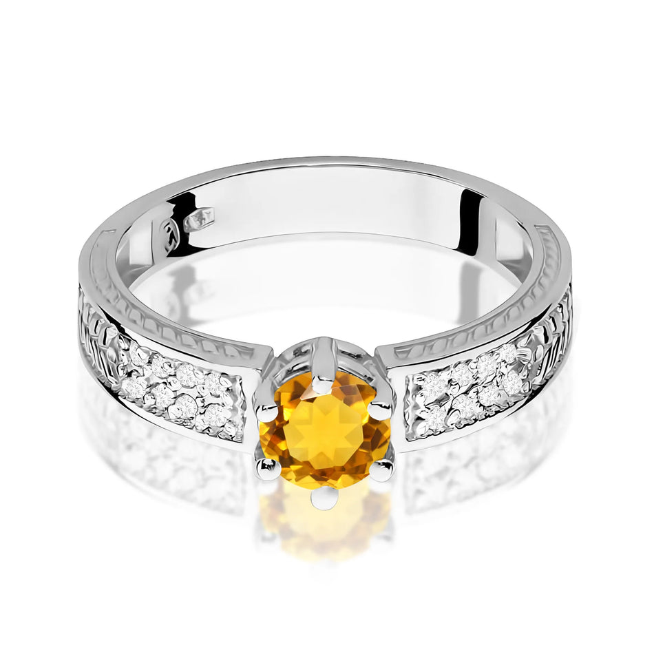 Gold Ring with 0.50ct Citrin and Diamonds