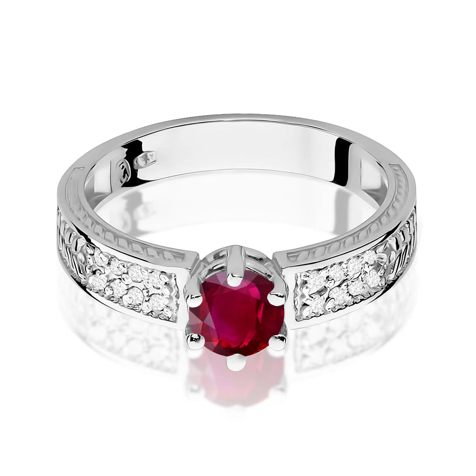 Gold Ring with 0.60ct Ruby and Diamonds