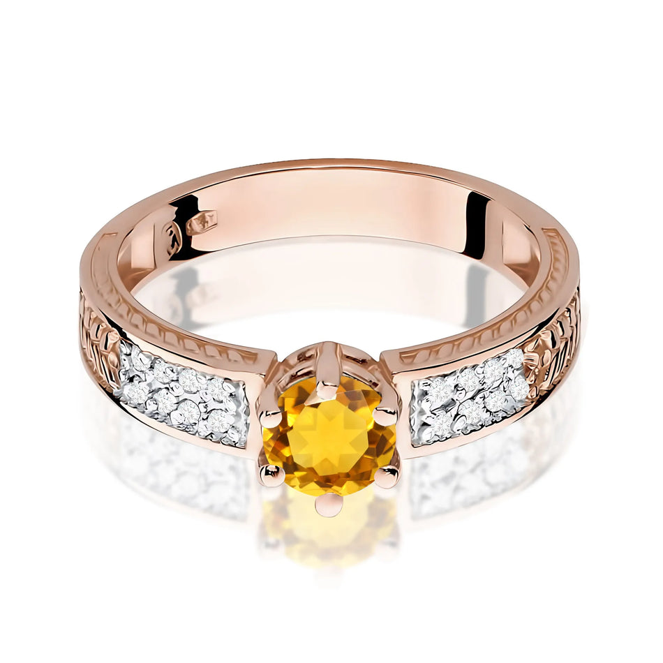 Gold Ring with 0.50ct Citrin and Diamonds