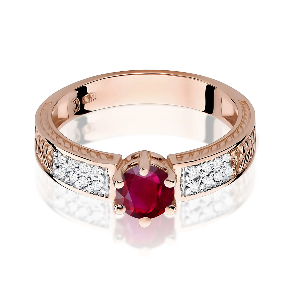Gold Ring with 0.60ct Ruby and Diamonds
