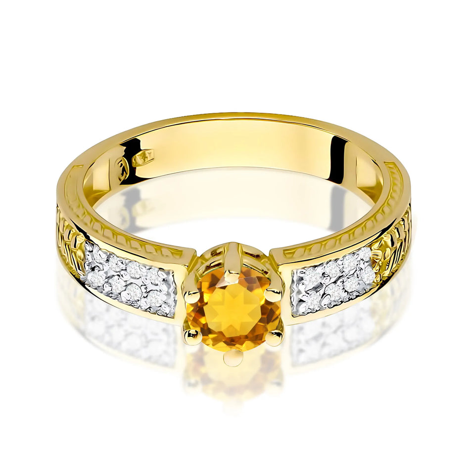 Gold Ring with 0.50ct Citrin and Diamonds