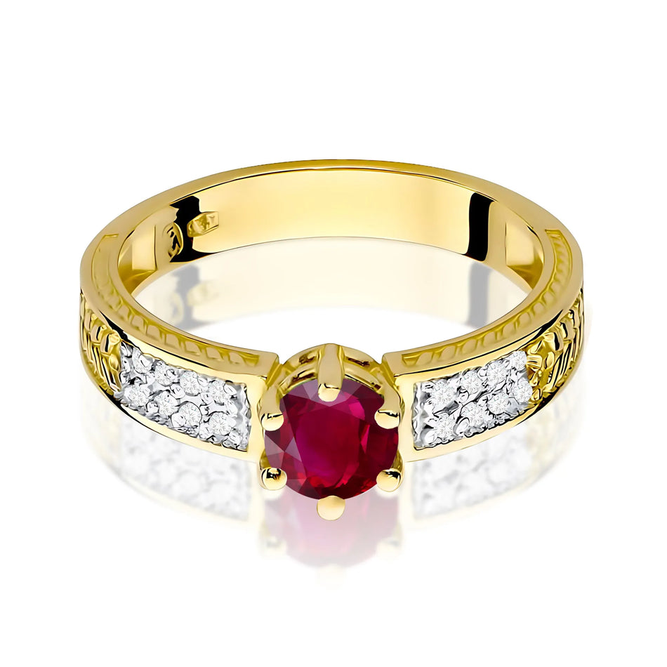 Gold Ring with 0.60ct Ruby and Diamonds