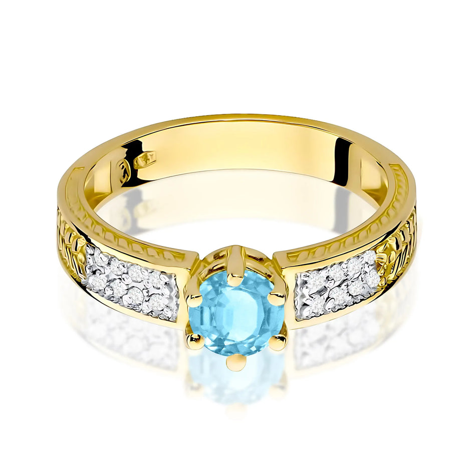 Gold Ring with 0.50ct Topaz and Diamonds