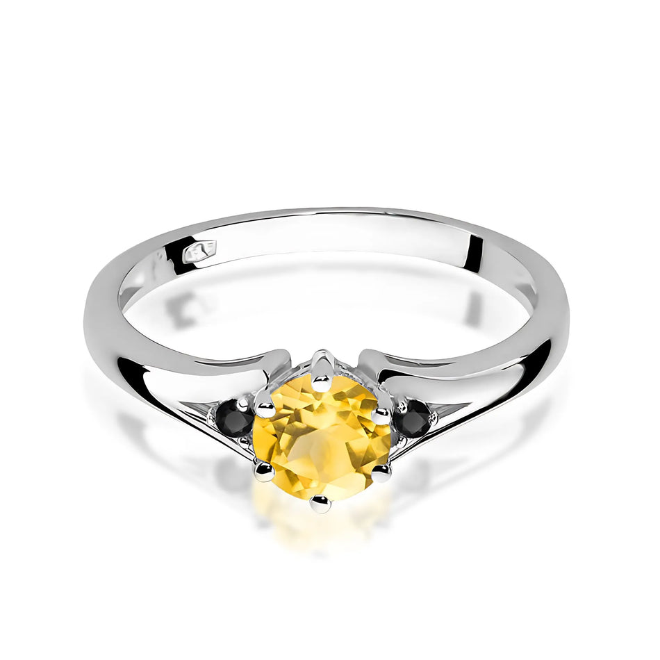Gold Ring with 0.50ct Citrin and Black Diamonds