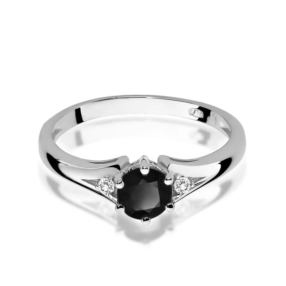 Gold Ring with 0.50ct Black diamond and Diamonds