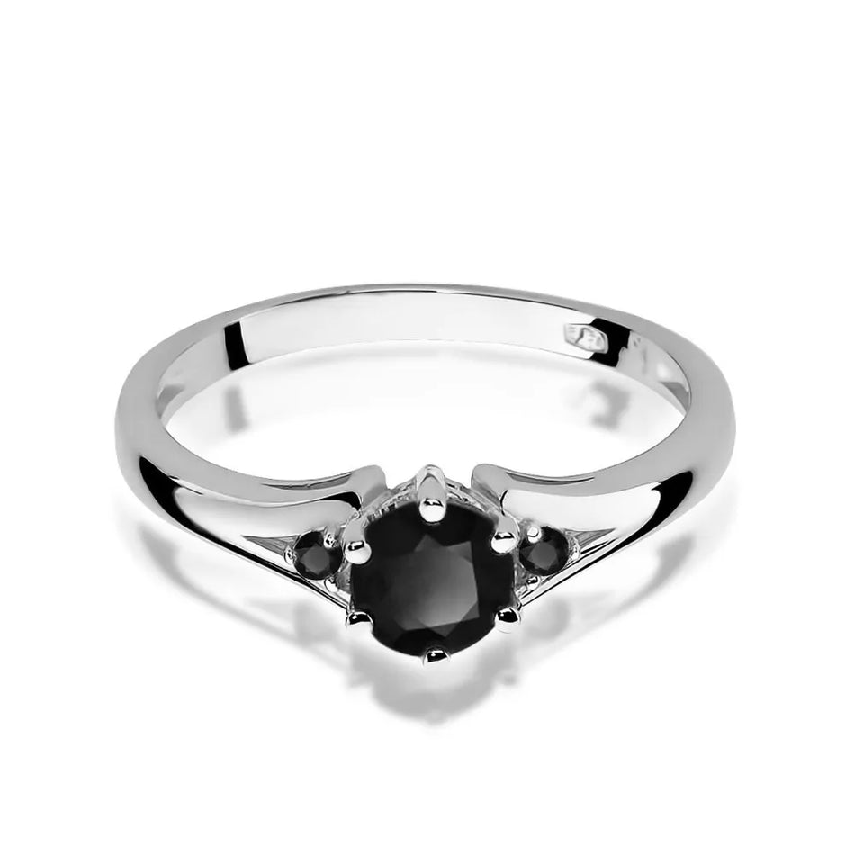 Gold Ring with 0.50ct Black diamond and Black Diamonds