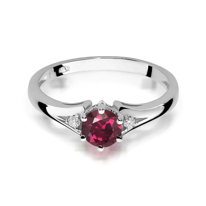 Gold Ring with 0.60ct Rhodolite and Diamonds