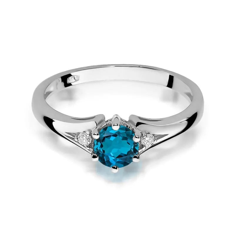 Gold Ring with 0.50ct Topaz London Blue and Diamonds