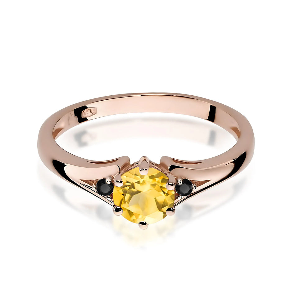 Gold Ring with 0.50ct Citrin and Black Diamonds
