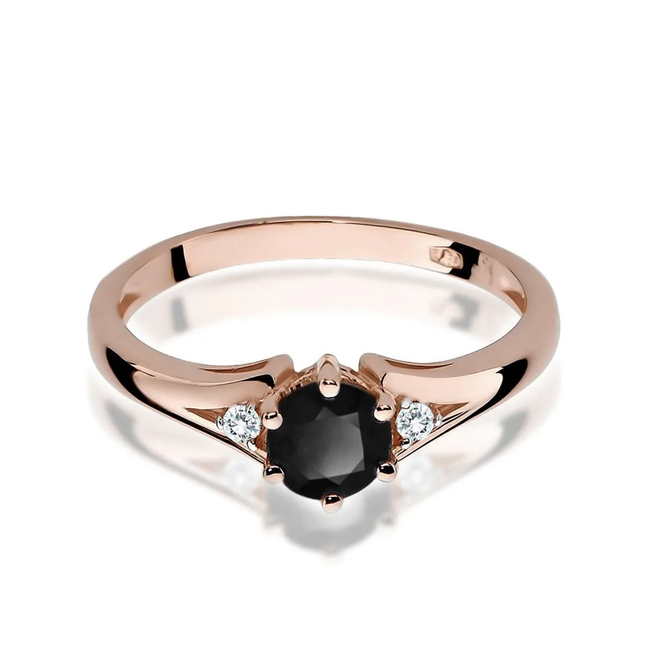 Gold Ring with 0.50ct Black diamond and Diamonds