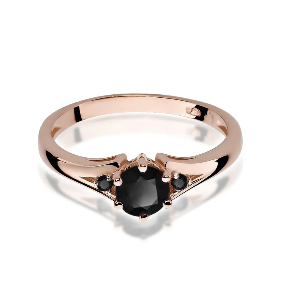 Gold Ring with 0.50ct Black diamond and Black Diamonds