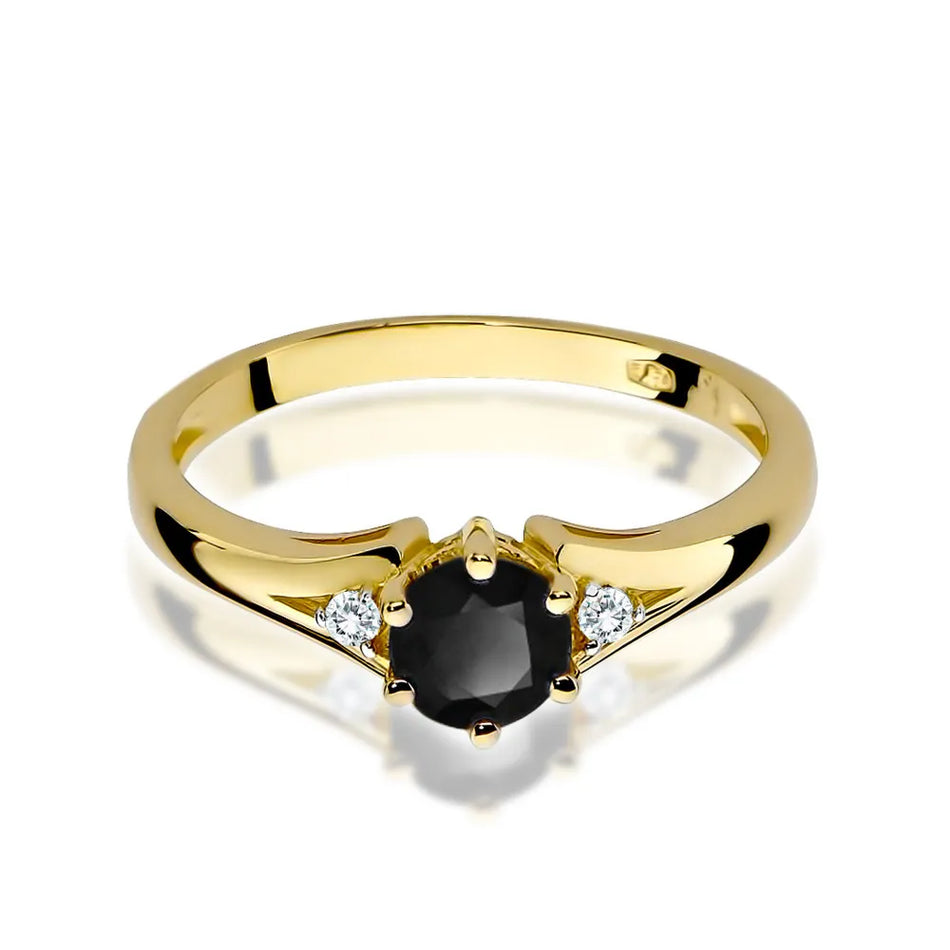 Gold Ring with 0.50ct Black diamond and Diamonds