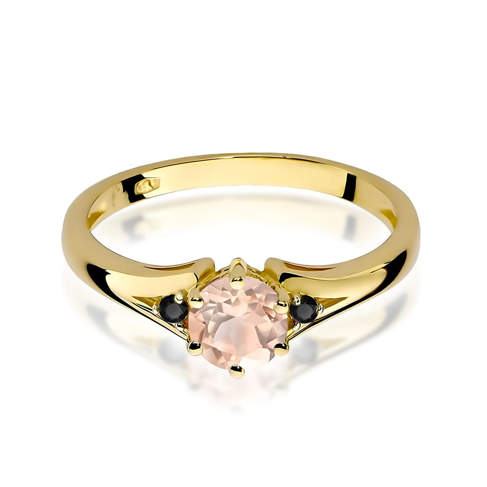 Gold Ring with 0.40ct Morganite and Black Diamonds