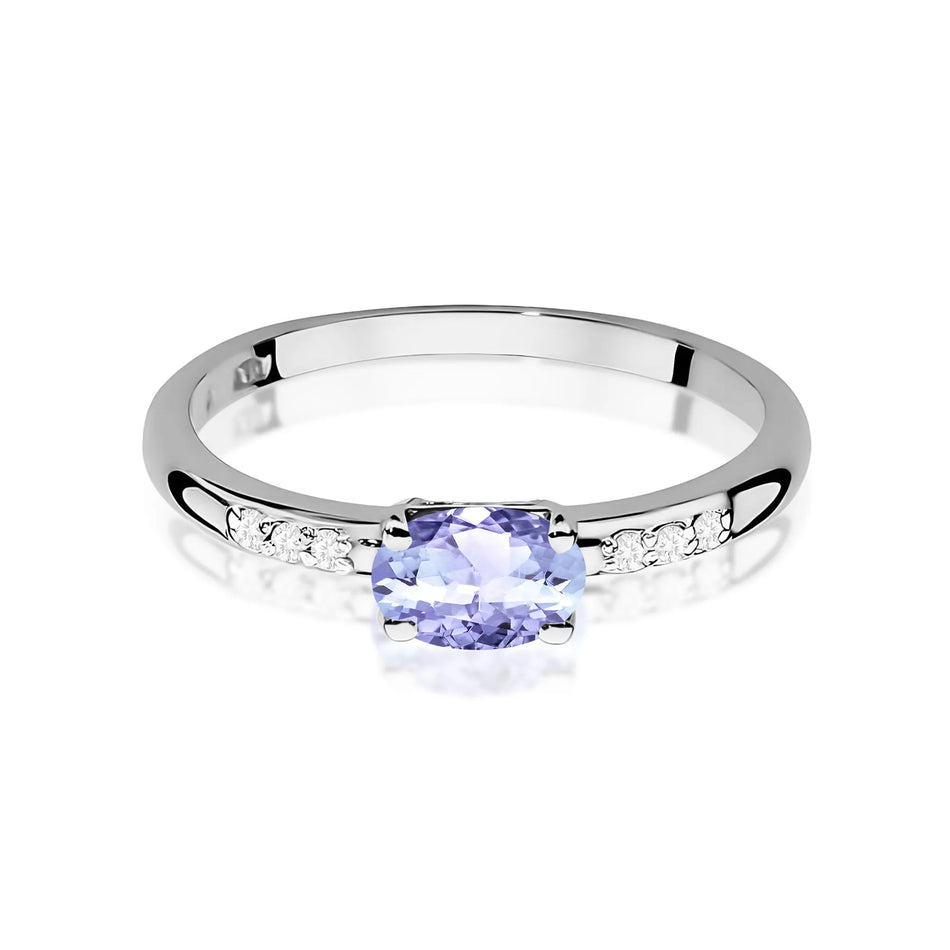 Zlatý prsteň s 0,40 ct tanzanitom a 0,03 ct diamantmi
