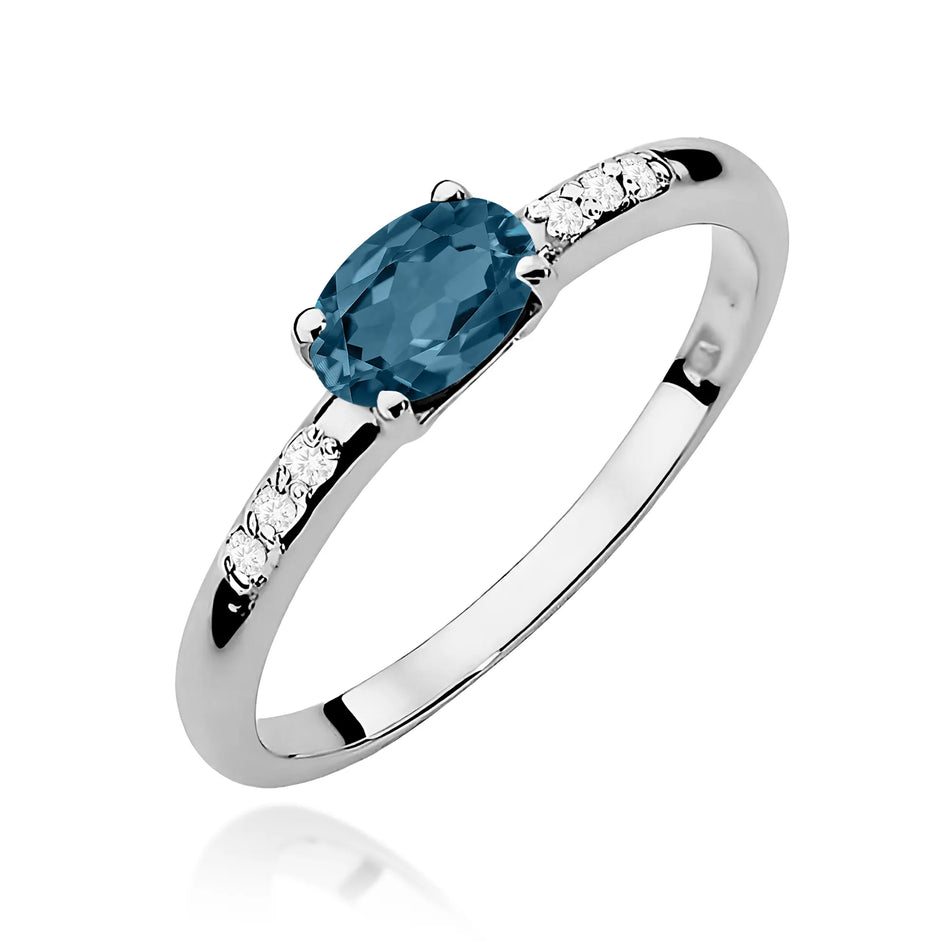 Zlatý prsteň s 0,50 ct topásom London Blue a 0,03 ct diamantmi