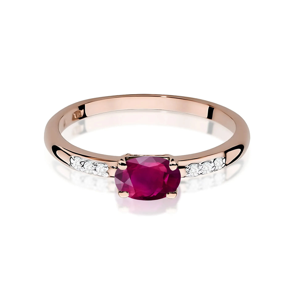 Gold Ring with 0.50ct Rhodolite and 0.03ct Diamonds