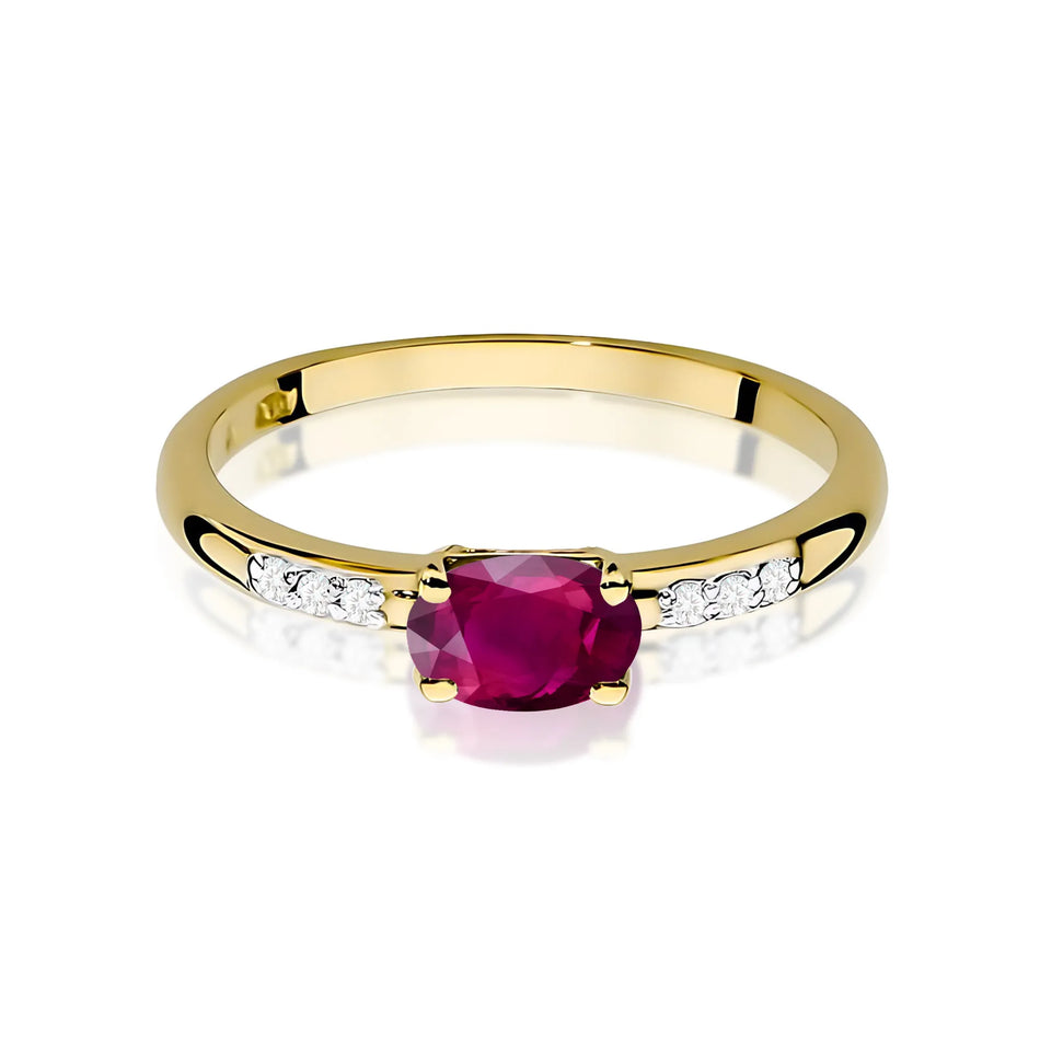 Gold Ring with 0.50ct Rhodolite and 0.03ct Diamonds