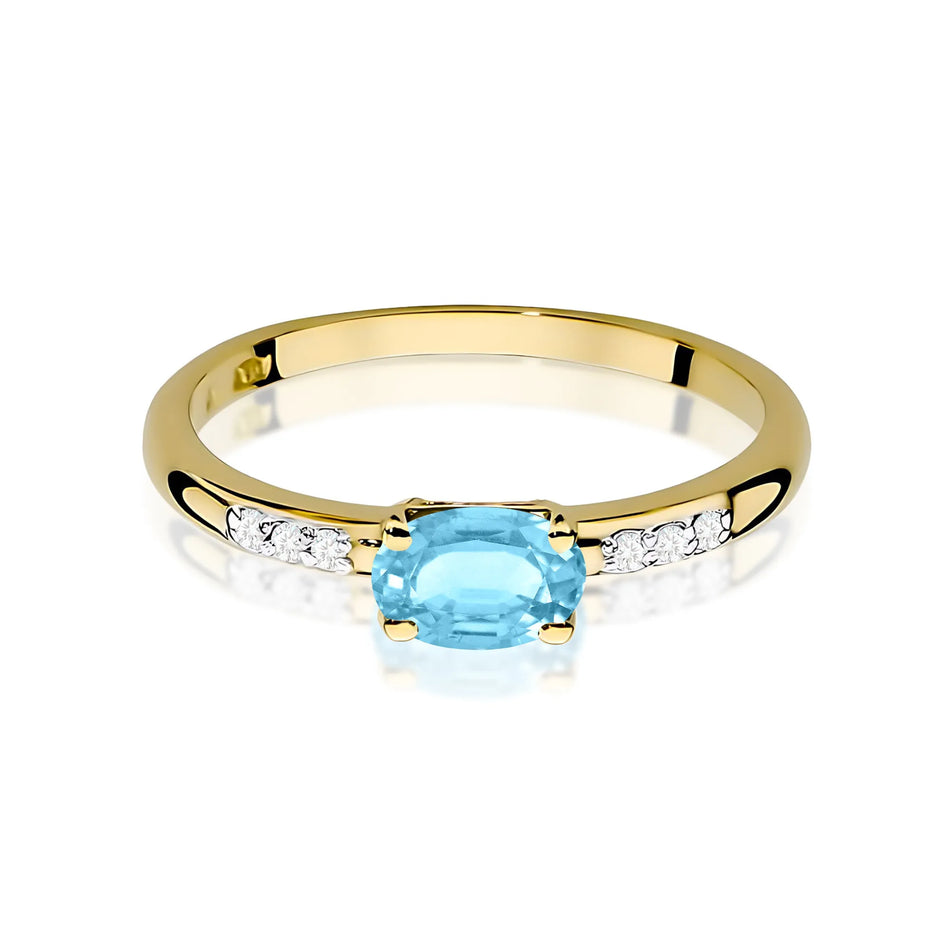 Gold Ring with 0.50ct Topaz and 0.03ct Diamonds