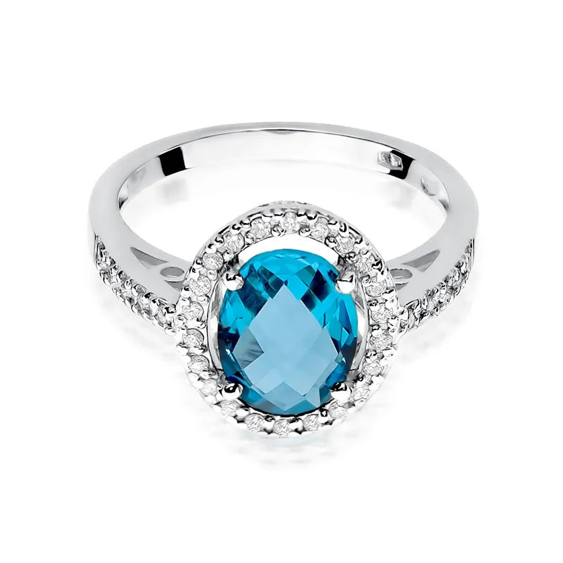 Zlatý prsteň s topásom 1,70 ct a diamantmi 0,16 ct