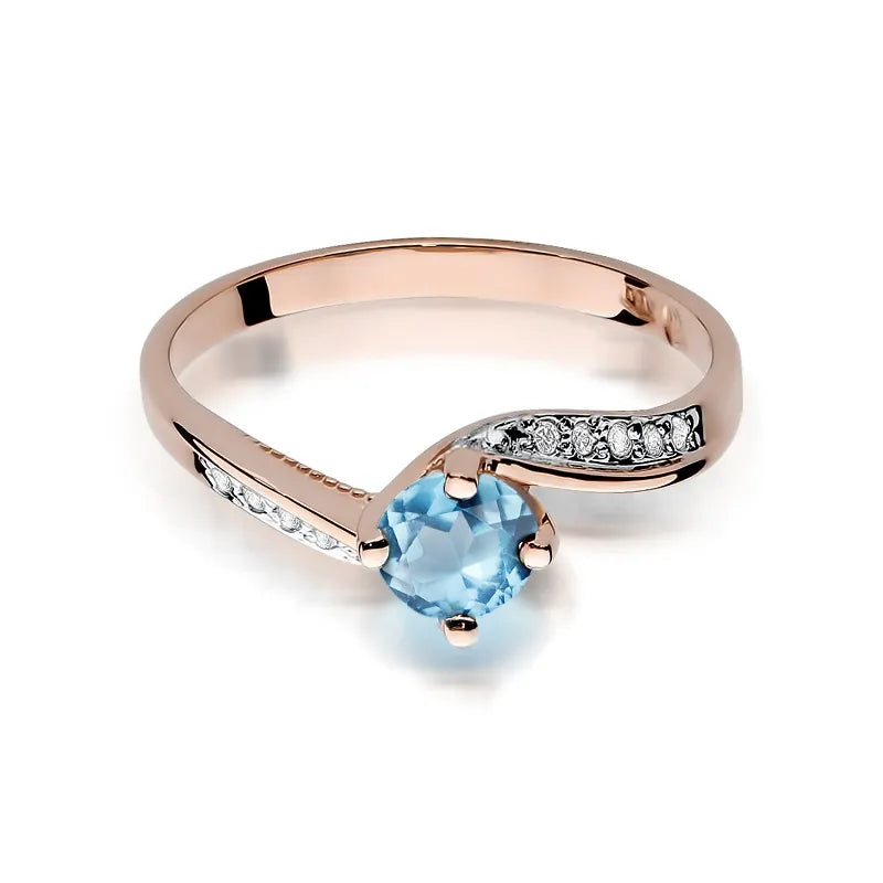 Gold Ring with 0.50ct Topaz and 0.05ct Diamonds